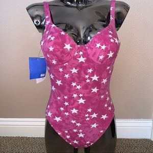 NWT 90s Vintage Cotton Maroon Star Design 1-Piece